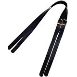 Çanta Aksesuar Suni Deri Tek Tokalı Ayarlanabilir Çift Çanta Sapı Siyah Renk Light Gold Metal