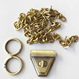 Çanta Aksesuar Açık Antik Renk Üçgen Kilit Zincir Set