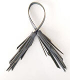 Çanta Aksesuar Gerçek Deri İkili Zig Zag Püskül Gri Renk