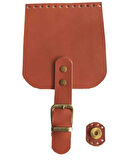 Çanta Aksesuar Gerçek Deri 21x12 cm Taba Renk Çanta Kapağı Antik Metalli