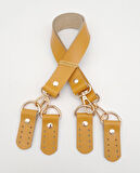 Çanta Aksesuar Gerçek Deri 55 Cm Hardal Sarı Renk Çift Sap Misu Model (Light Gold Metal)