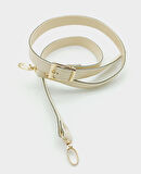 Çanta Aksesuar 120X2 Cm Suni Deri Light Gold Tokalı Krem Renk Çanta Sapı