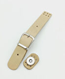 Çanta Aksesuar 18x2,3 cm Ham (Doğal) Gerçek Deri Tokalı Çanta Kapağı Gümüş Metalli