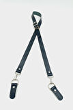 Çanta Aksesuar Gerçek Deri Ayarlı Uzun Sap 2.3X130 Siyah Gümüş Metalli