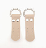 Çanta Aksesuar Bej Tek Kat Suni Deri Sapucu Böce Gümüş Metalli