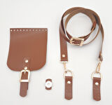 Çanta Aksesuar Taba Tek Kat Suni Deri 130x2 cm Ayarlı Saplı Çanta Seti Light Gold Metalli