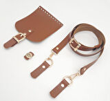 Çanta Aksesuar Taba Tek Kat Suni Deri 130x2 cm Ayarlı Saplı Çanta Seti Light Gold Metalli