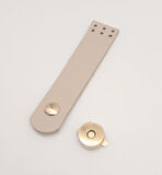Çanta Aksesuar 11x2.3 cm Bej Gerçek Deri Düz Çanta Kapağı Light Gold Metalli