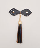 Çanta Aksesuar Gerçek Deri Lacivert Cluch Püskül Light Gold Metalli