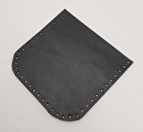 Çanta Aksesuar Siyah Gerçek Deri 12x12 cm Oval Kenar Cep