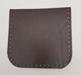 Çanta Aksesuar Kahverengi Gerçek Deri 12x12 cm Oval Kenar Cep