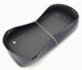 Çanta Aksesuar Lacivert Suni Deri 28x13 cm Yüksek Çanta Tabanı Gümüş Metalli