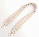 Nusrat Bilişim Çanta Aksesuar 62 cm Yassı Örgü Model Suni Deri Krem Çanta Sapı Light Gold Metalli