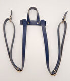 Çanta Aksesuar Gerçek Deri Lacivert Renk Sırt Çanta Sapı Light Gold Metalli