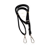 Çanta Aksesuar Rugan Deri 125x2 cm Sürgütlü Siyah Renk Çanta Sapı Gümüş Metalli