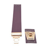 Çanta Aksesuar 18x3.5 cm Suni Deri Mor Renk Kapak Light Gold Metalli