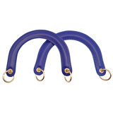 Çanta Aksesuar Yaylı Halkalı Kapsüllü Suni Deri Mavi Renk Tutma Sapı Light Gold Metalli