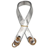 Çanta Aksesuar Parlak Rugan Deri Kuş Gözlü Çift Çanta Sapı Gri Renk Light Gold Metalli