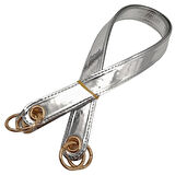 Çanta Aksesuar Parlak Rugan Deri Kuş Gözlü Çift Çanta Sapı Gri Renk Light Gold Metalli