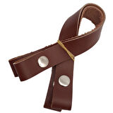 Çanta Aksesuar 30 cm Gerçek Deri Kızıl Kahve Renk Çıtçıtlı Sap Gümüş Metalli