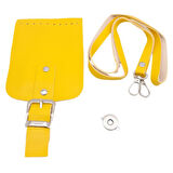 Çanta Aksesuar Tokalı Kapak Aparatlı Suni Deri Çanta Seti Sarı Renk