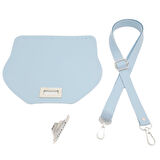 Çanta Aksesuar Suni Deri 21x19 cm Kapaklı ve Ayarlı Saplı Çanta Seti Bebe Mavi Renk Gümüş Metalli