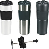 French Press Paslanmaz Çelik Termos (500 ml) - Gümüş