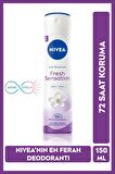 Nivea Kadın Sprey Deodorant Fresh Sensation 150ml, 72 Saat Anti-perspirant Koruma, Uzun Süren Ferahlık