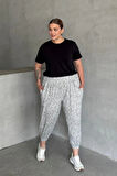 Büyük Beden Beli ve Paçası Lastikli Cepli Bol Pantolon 88-177