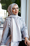 Dama Desen Şal Gümüş Gri