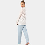 Empirme Patlı Battal Uzun Kollu Pijama Takım 3366/Mavi