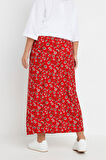 Büyük Beden Beli Lastikli Uzun Kesim Çiçek Desenli Cepsiz Etek 303898