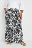 Büyük Beden Beli Lastikli Bol Paça Kalp Desenli Cepli Pantolon 303492