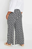 Büyük Beden Beli Lastikli Bol Paça Kalp Desenli Cepli Pantolon 303492