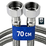 70 Cm Paslanmaz Çelik Örgülü Flex Hortum – 3/8"x3/8" Klozet & Taharet Musluğu Bağlantı Hortumu