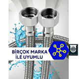 70 Cm Paslanmaz Çelik Örgülü Flex Hortum – 3/8"x3/8" Klozet & Taharet Musluğu Bağlantı Hortumu