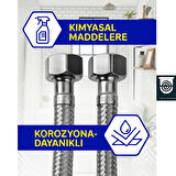 70 Cm Paslanmaz Çelik Örgülü Flex Hortum – 3/8"x3/8" Klozet & Taharet Musluğu Bağlantı Hortumu