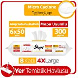 Sleepy Easy Clean Arap Sabunu Katkılı Mopa Uyumlu Yer Temizlik Havlusu&Mendili 6x50 (300 Yaprak)
