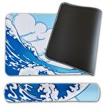 70x30cm Mouse Pad Kaymaz Kauçuk Taban Dikişli Gaming Oyuncu Mousepad Japon Dalgası