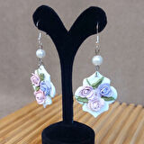 Uretti - Hatice 4962 4514 El Yapımı Polimer Kil Pembe Gül Bahar Küpesi