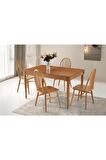 Elegant Ada Ağaç Açılır Yemek Masa Sandalye Takımı 90x140
