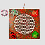 Uretti - Gülin 6449 - Yaşam Çiçeği Desenli Bolluk Bereket Şans Panosu 32cm