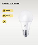 9W 12-24V  Ampul 6500K - Beyaz Işık - E-27 Duy
