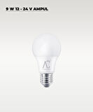 9W 12-24V  Ampul 6500K - Beyaz Işık - E-27 Duy