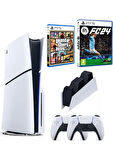 Sony Playstation 5 Slim + 2.Dualsense + Şarj İstasyonu + Fifa Fc 24 + Gta 5 ( İTHALTÇI GARANTİLİ ) 