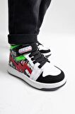 mnpc Unisex Çocuk Siyah Baskı Hakiki Deri Anatomik Sneakers Bot