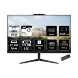 MSI Modern AM242 i5 1235U 20GB 512GB SSD 23.8" FHD IPS W11H All In One PC Siyah & PER4 BELLEK