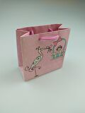 KARTON ÇANTA LEYLEKLİ PEMBE 11CM X 11CM - 1 ADET