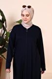 Kadın Buyuk Beden Fermuarlı Tam Tesettur Uzun Namaz Elbisesi