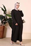 Kadın Buyuk Beden Fermuarlı Tam Tesettur Uzun Namaz Elbisesi
